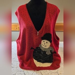 Susan Bristol Snowman Red Vest 3X
